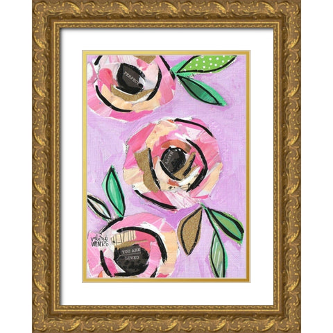 Floral Collage II Gold Ornate Wood Framed Art Print with Double Matting by Wieners, Valerie