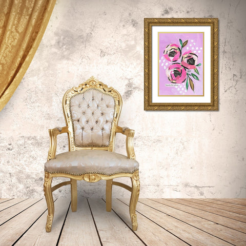 Floral Collage III Gold Ornate Wood Framed Art Print with Double Matting by Wieners, Valerie