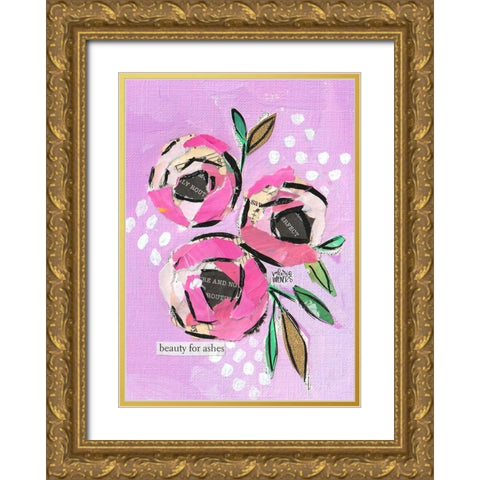 Floral Collage III Gold Ornate Wood Framed Art Print with Double Matting by Wieners, Valerie