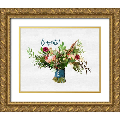 Congrats   Gold Ornate Wood Framed Art Print with Double Matting by Wieners, Valerie