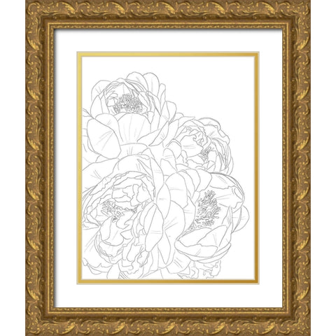 Flower Outline Gold Ornate Wood Framed Art Print with Double Matting by Wieners, Valerie