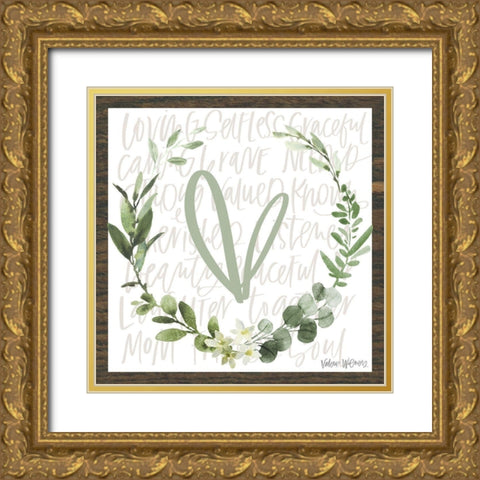 Heart Gold Ornate Wood Framed Art Print with Double Matting by Wieners, Valerie