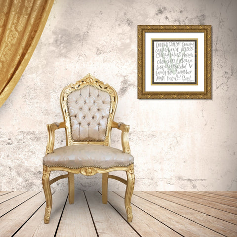 Mom Adjectives Gold Ornate Wood Framed Art Print with Double Matting by Wieners, Valerie