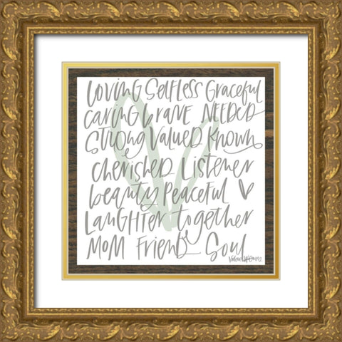 Mom Adjectives Gold Ornate Wood Framed Art Print with Double Matting by Wieners, Valerie