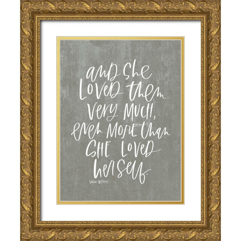 She Loved Them Gold Ornate Wood Framed Art Print with Double Matting by Wieners, Valerie