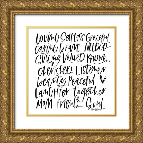 Mom Adjectives Gold Ornate Wood Framed Art Print with Double Matting by Wieners, Valerie