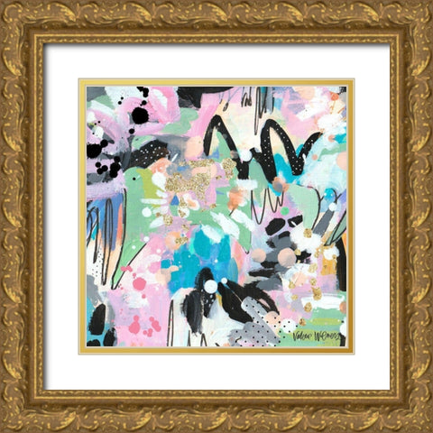 Abstract Polka Dot Gold Ornate Wood Framed Art Print with Double Matting by Wieners, Valerie