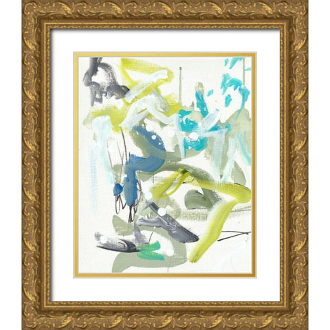 Green Blue Gold Ornate Wood Framed Art Print with Double Matting by Wieners, Valerie