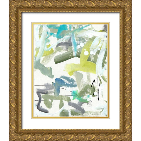 Green Blue II Gold Ornate Wood Framed Art Print with Double Matting by Wieners, Valerie