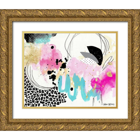 Abstract Gold Splatter Gold Ornate Wood Framed Art Print with Double Matting by Wieners, Valerie