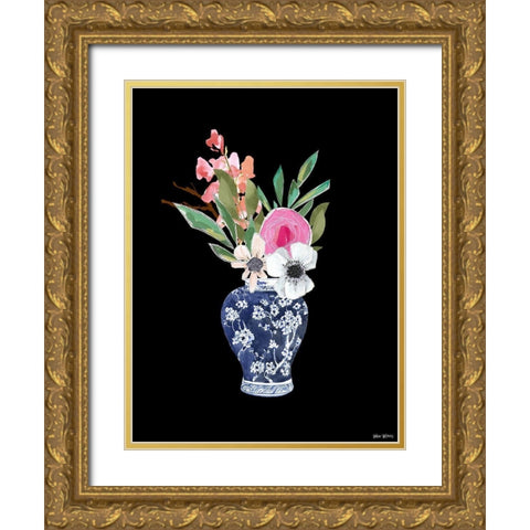 Blue Vase I Gold Ornate Wood Framed Art Print with Double Matting by Wieners, Valerie