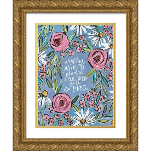 And So Loved Gold Ornate Wood Framed Art Print with Double Matting by Wieners, Valerie