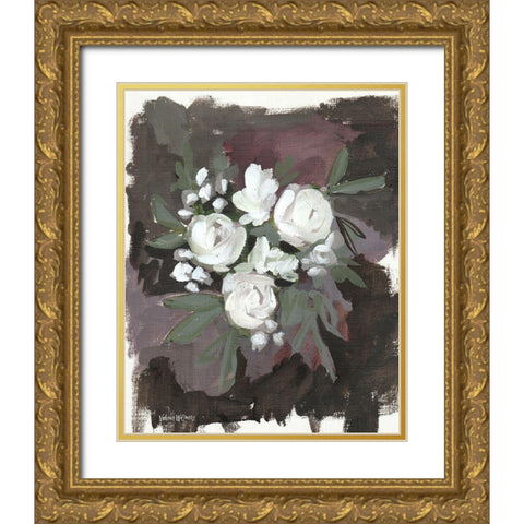 Brown Floral Gold Ornate Wood Framed Art Print with Double Matting by Wieners, Valerie
