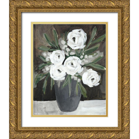 Floral Brown Gold Ornate Wood Framed Art Print with Double Matting by Wieners, Valerie