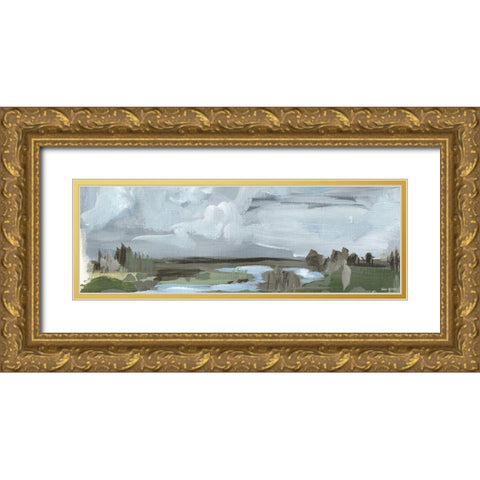 Long Abstract Gold Ornate Wood Framed Art Print with Double Matting by Wieners, Valerie