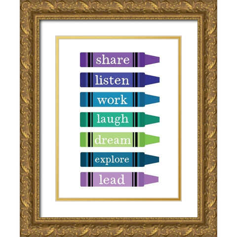 School Rules Gold Ornate Wood Framed Art Print with Double Matting by Wieners, Valerie