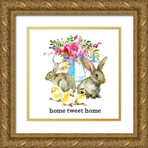 Home Tweet Home Gold Ornate Wood Framed Art Print with Double Matting by Wieners, Valerie