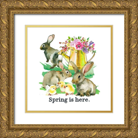 Spring is Here Gold Ornate Wood Framed Art Print with Double Matting by Wieners, Valerie