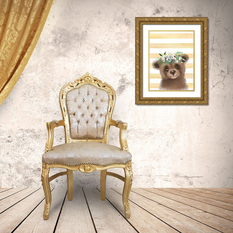 Baby Bear Gold Ornate Wood Framed Art Print with Double Matting by Wieners, Valerie