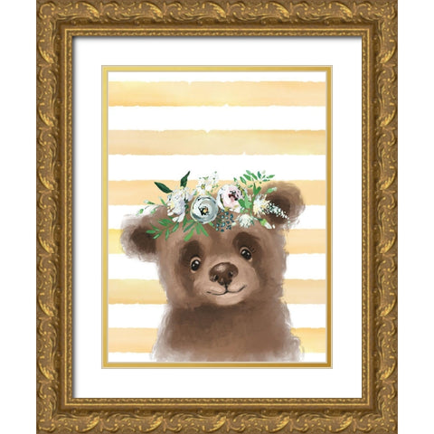 Baby Bear Gold Ornate Wood Framed Art Print with Double Matting by Wieners, Valerie