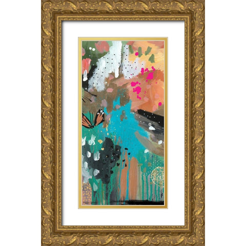 Butterfly Abstract Gold Ornate Wood Framed Art Print with Double Matting by Wieners, Valerie