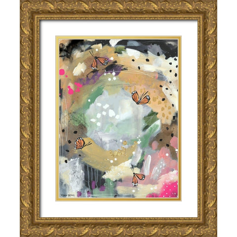 Butterfly Abstract II Gold Ornate Wood Framed Art Print with Double Matting by Wieners, Valerie