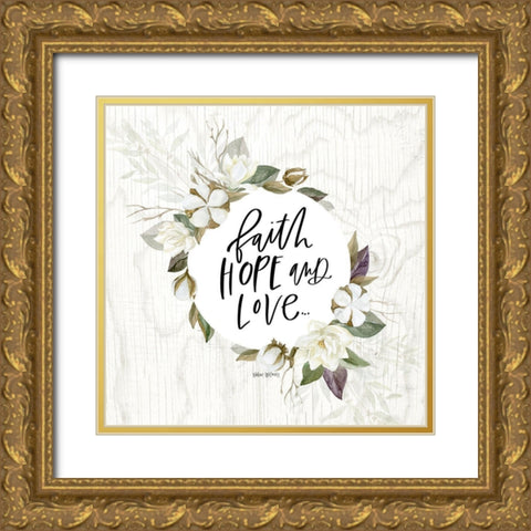 Faith-Hope-Love Gold Ornate Wood Framed Art Print with Double Matting by Wieners, Valerie