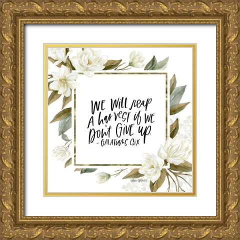 Dont Give Up Gold Ornate Wood Framed Art Print with Double Matting by Wieners, Valerie