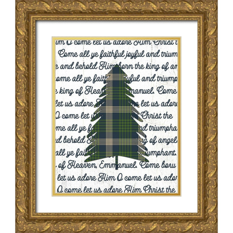 Faithful Christmas Tree Gold Ornate Wood Framed Art Print with Double Matting by Wieners, Valerie