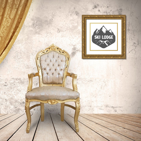 Ski Lodge Gold Ornate Wood Framed Art Print with Double Matting by Wieners, Valerie