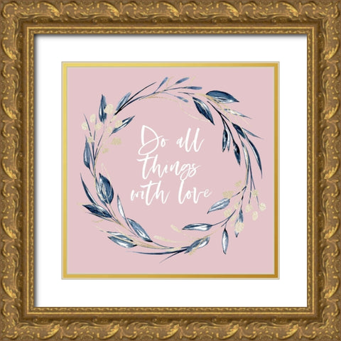 With Love Gold Ornate Wood Framed Art Print with Double Matting by Wieners, Valerie