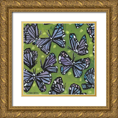 Butterflies Gold Ornate Wood Framed Art Print with Double Matting by Wieners, Valerie