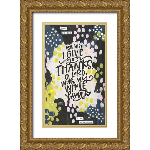 Give Thanks Gold Ornate Wood Framed Art Print with Double Matting by Wieners, Valerie