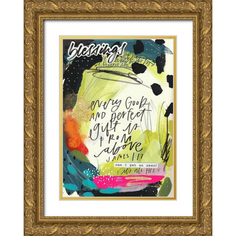 Blessings Gold Ornate Wood Framed Art Print with Double Matting by Wieners, Valerie