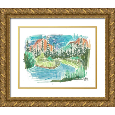 Mountain Landscape Gold Ornate Wood Framed Art Print with Double Matting by Wieners, Valerie