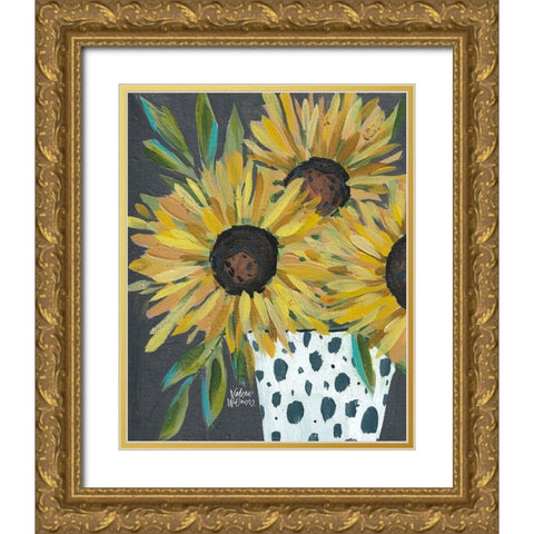 Sunflower Gold Ornate Wood Framed Art Print with Double Matting by Wieners, Valerie