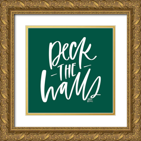 Deck the Halls Gold Ornate Wood Framed Art Print with Double Matting by Wieners, Valerie