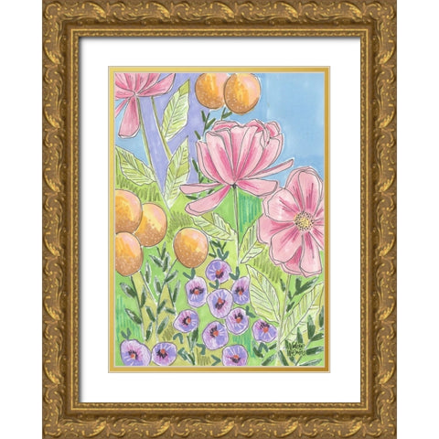 Peony Set II Gold Ornate Wood Framed Art Print with Double Matting by Wieners, Valerie