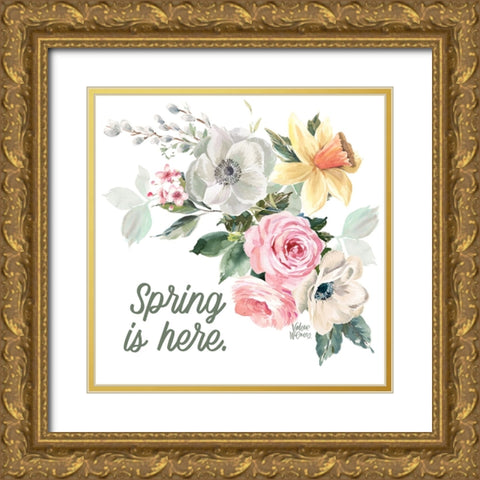 Spring is Here Gold Ornate Wood Framed Art Print with Double Matting by Wieners, Valerie