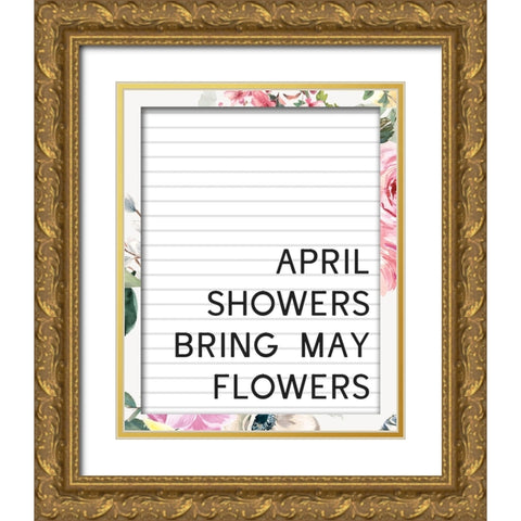 April Showers Gold Ornate Wood Framed Art Print with Double Matting by Wieners, Valerie