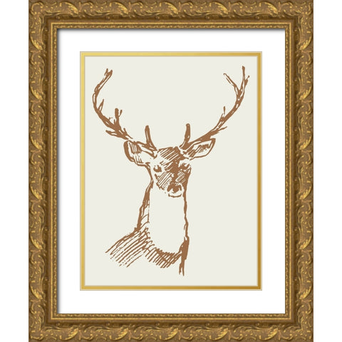 Natural Deer II Gold Ornate Wood Framed Art Print with Double Matting by Wieners, Valerie