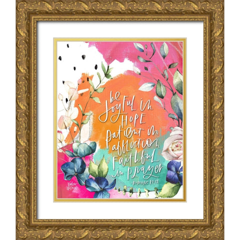 Be Joyful Gold Ornate Wood Framed Art Print with Double Matting by Wieners, Valerie