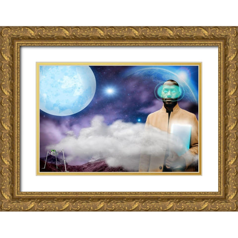 Techno Man Gold Ornate Wood Framed Art Print with Double Matting by Burney, Yvonne Coleman