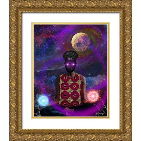 Meditation Gold Ornate Wood Framed Art Print with Double Matting by Burney, Yvonne Coleman