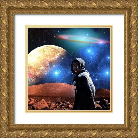 Galaxy Twilight Gold Ornate Wood Framed Art Print with Double Matting by Burney, Yvonne Coleman