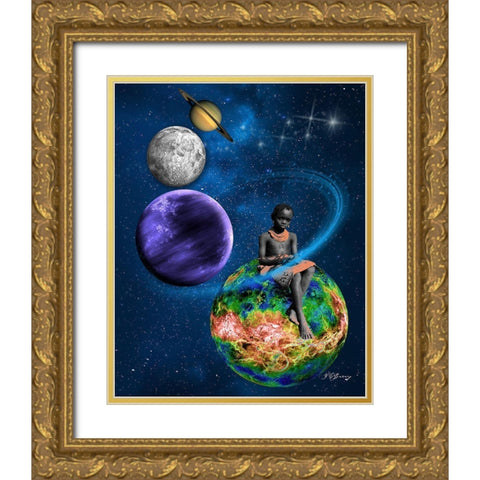 Earth Bound Gold Ornate Wood Framed Art Print with Double Matting by Burney, Yvonne Coleman