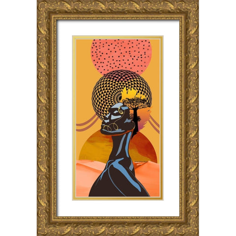 Standing Tall Gold Ornate Wood Framed Art Print with Double Matting by Burney, Yvonne Coleman