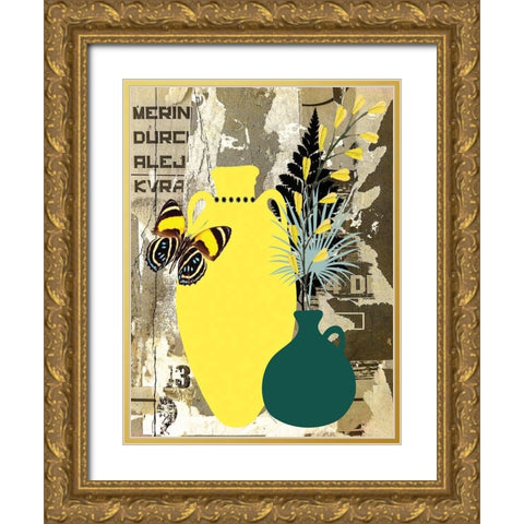 Garden Pots II Gold Ornate Wood Framed Art Print with Double Matting by Burney, Yvonne Coleman