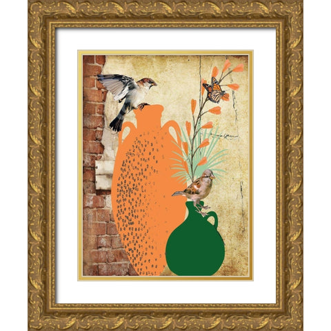 Garden Pots III Gold Ornate Wood Framed Art Print with Double Matting by Burney, Yvonne Coleman