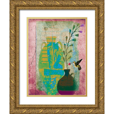 Garden Pots IV Gold Ornate Wood Framed Art Print with Double Matting by Burney, Yvonne Coleman
